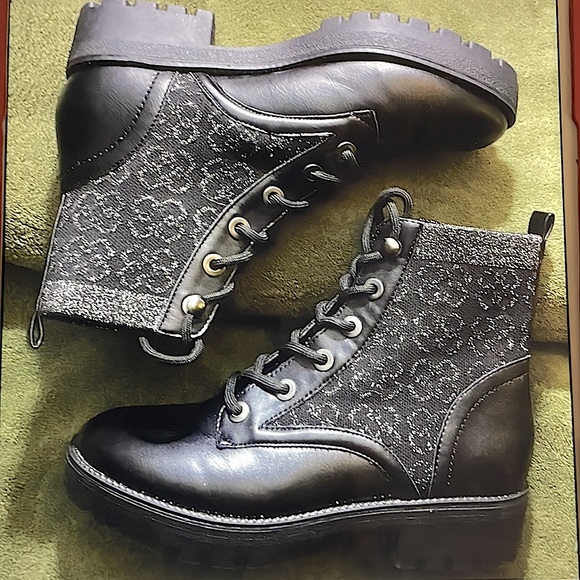 Daisy Fuentes Rhinestone Combat Boots - Picture 4 of 9